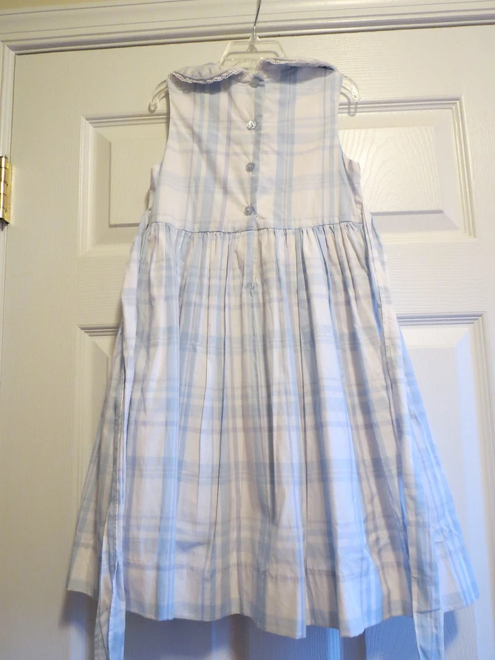 Maggie and Zoe Niñas 6 Lazo Trasero Azul Blanco Sin Mangas Verano Vestido Cuello Cuadros Foto 2 de 2