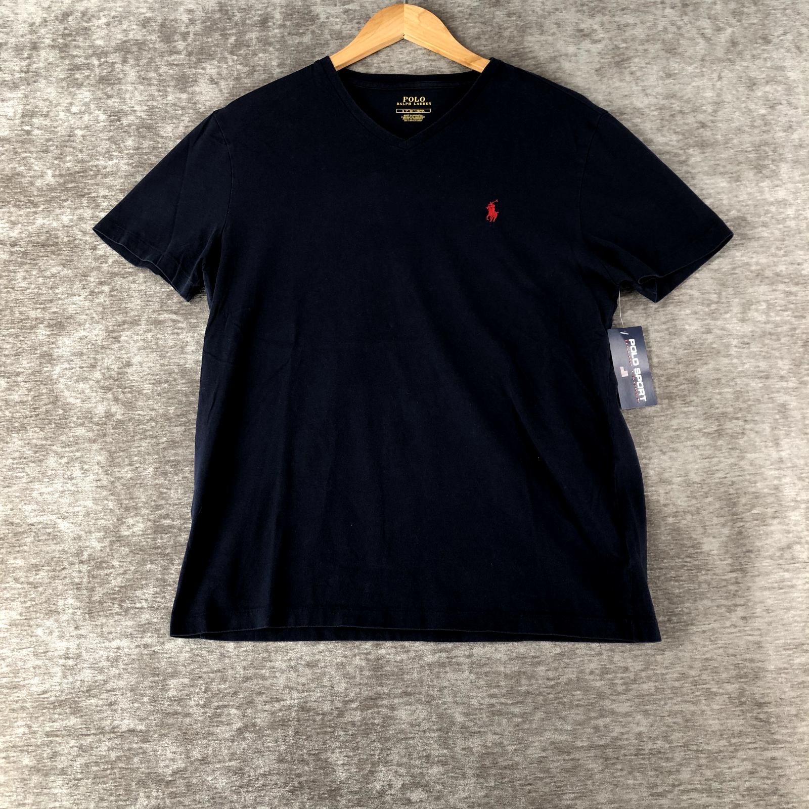 Polo Sport Ralph Lauren uomo collo a V pullover con logo pony blu taglia S NUOVO