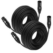 MIKIZ XLR Cables 50' 2 Packs Premium Balanced Microphone Mic Cord 3 Pin Black