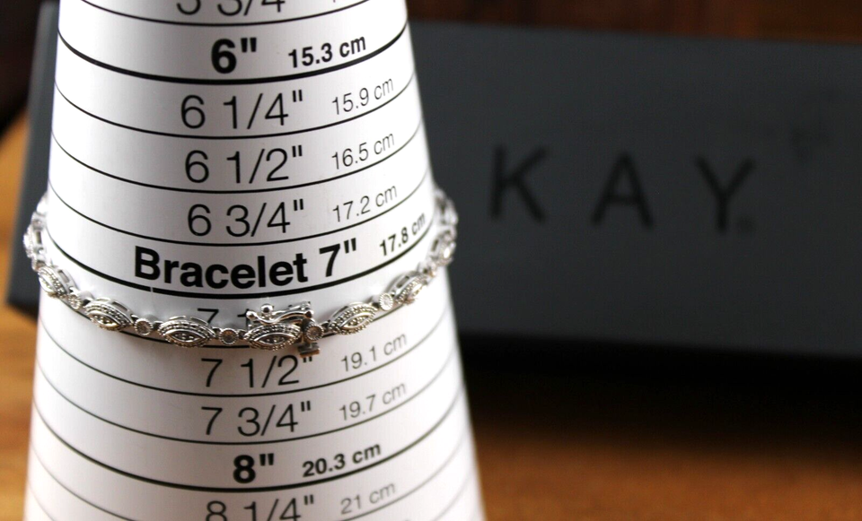 KAY Jewelers Diamond Marquise Link Tennis Bracelet 10K White Gold 1