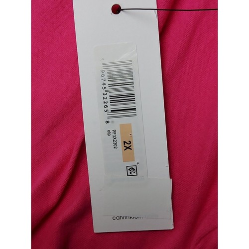 Calvin Klein Performance V-Neck Activewear Top Hot Pink Short Sleeve 2X NWT - Picture 9 of 9
