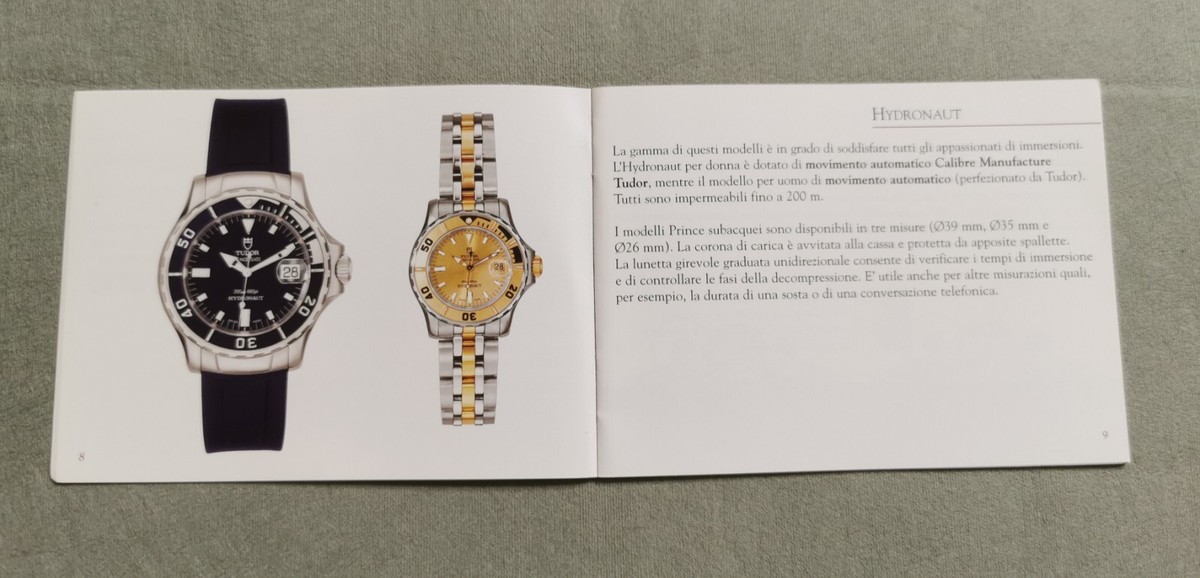 Tudor I Vintage Booklet for Chronautic, Prince Daydate, Hydronaut  2004