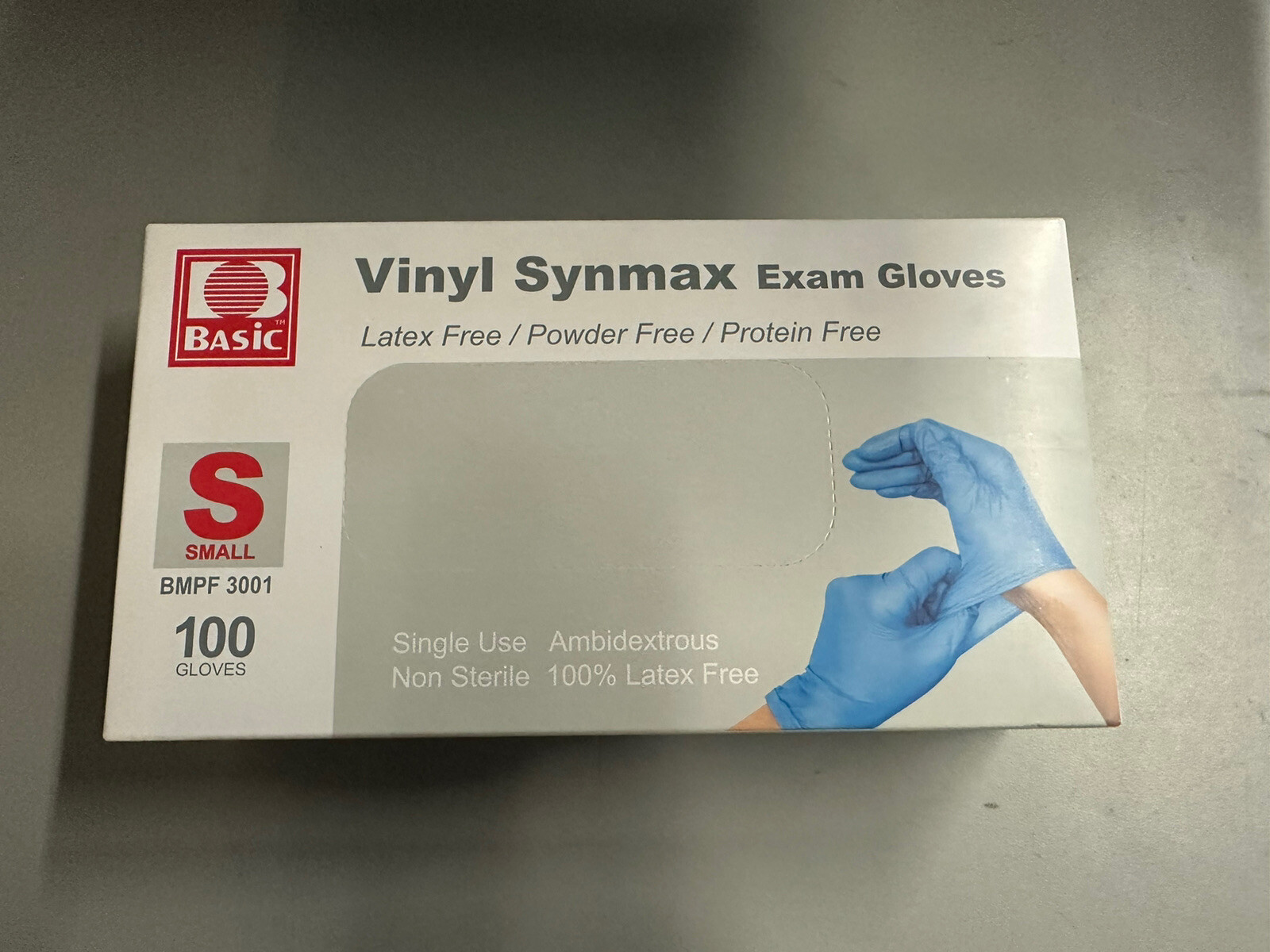 CASE OF 1000 Basic Blue Vinyl Synmax Exam Gloves Size Small (BMPF