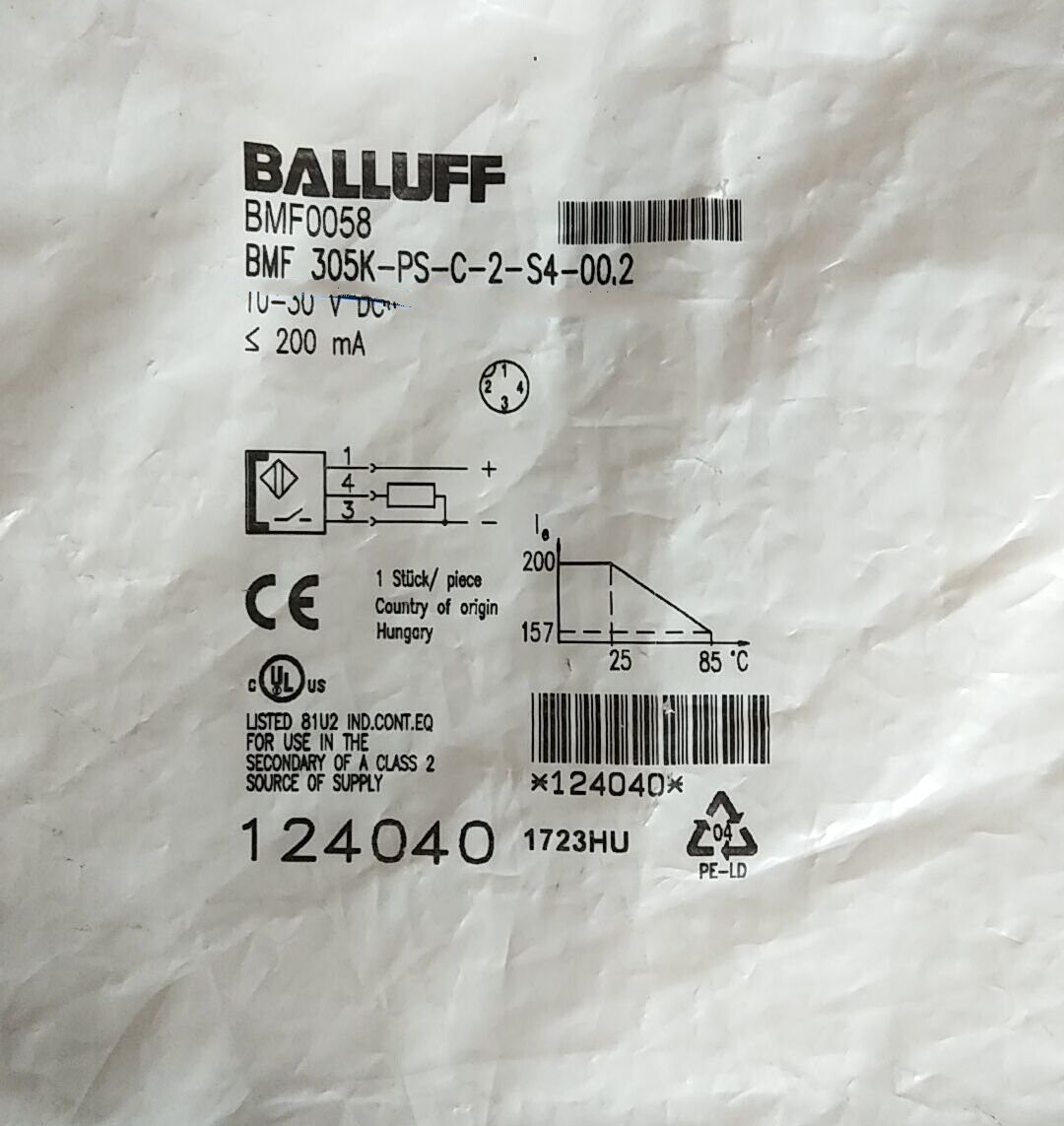 ONE NEW BALLUFF Proximity sensor BMF 305K-PS-C-2-S4-00,2 Fast Shipping ...