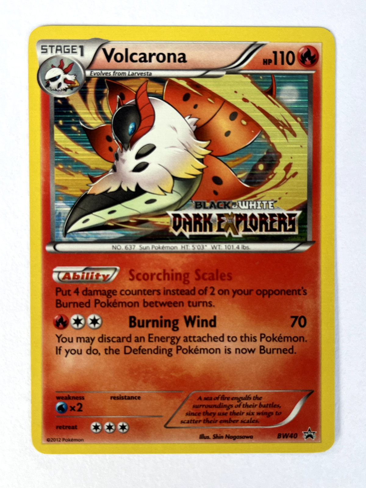 Volcarona Pokemon BW40 Promo Holo Rare Dark Explorers Prerelease - NM