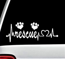 Animal Rescue Heartbeat Lifeline Dog Cat Decal Sticker for Car Window BG 117 Pet