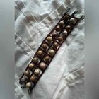 Handmade Jasper Beaded Bracelet Burgundy Dark Red Artisan Craft Fair — photo 2