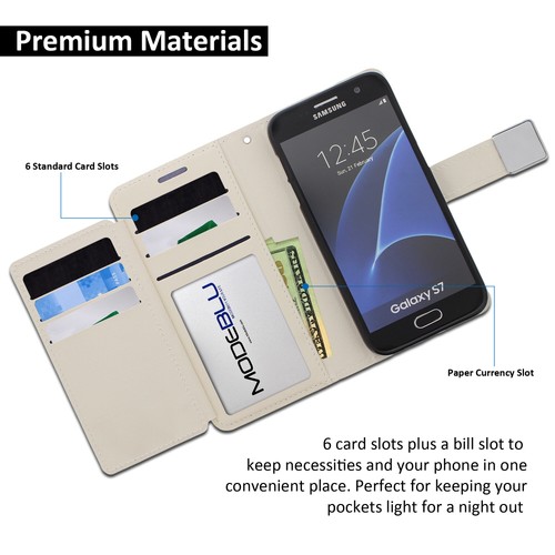 Premium Cuero Doble Plegable Ranuras para Tarjetas Billetera Cubierta Cartera Coase para Samsung S8 y Plus - Imagen 25 de 26