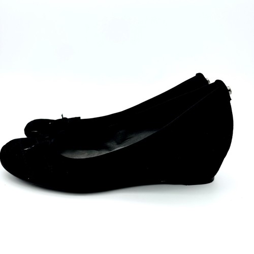 Stuart Weitzman Black Suede Quilted Toe Ballet Wedge Pumps Womens Size 6.5 M - Picture 5 of 17