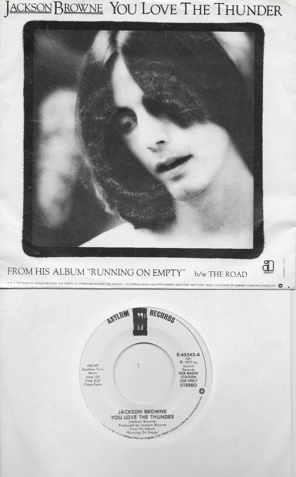 JACKSON BROWNE You Love The Thunder rare promo 45 with PicSleeve eBay
