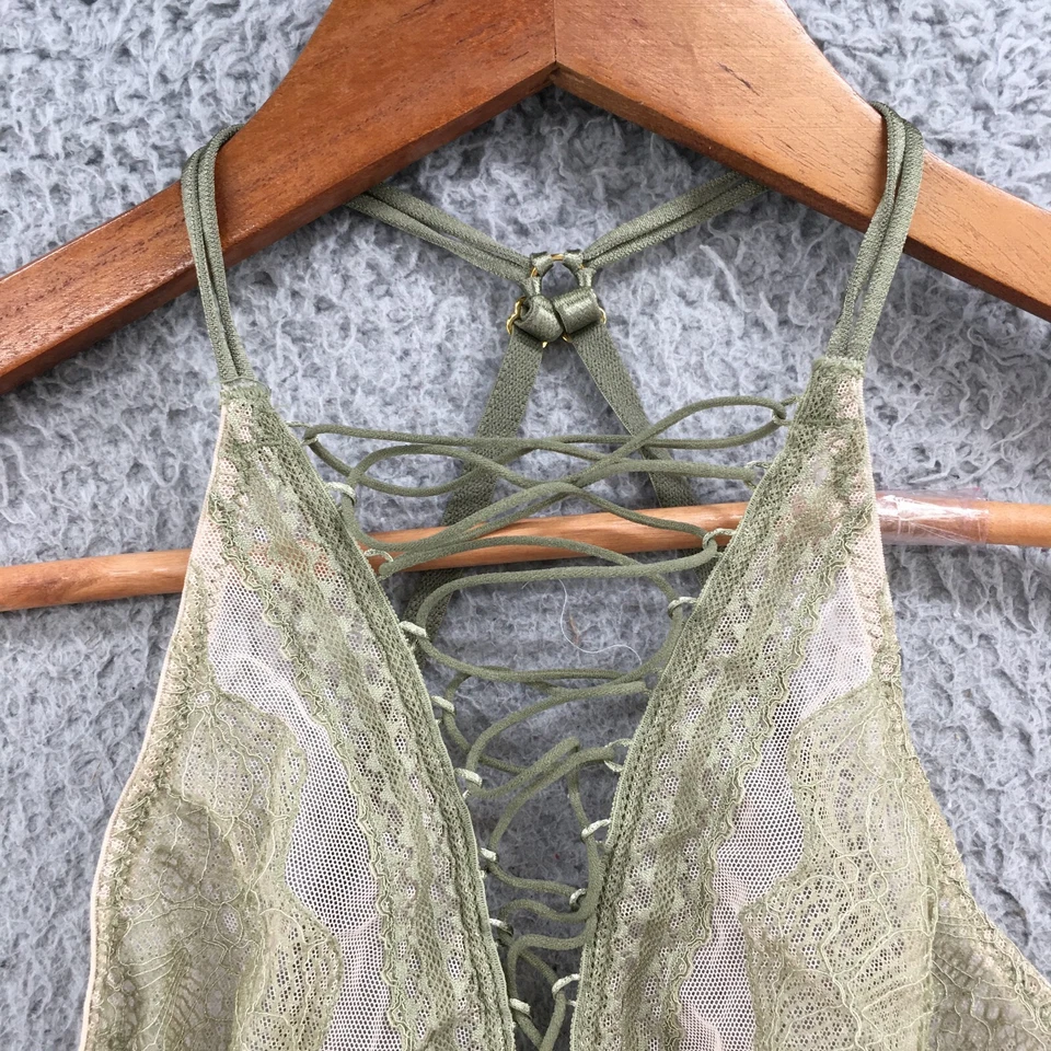 Victoria's Secret кружева бюстгальтер женщин XS зеленый высокий воротник крюк застежки на косточках - Изображение 3 из 4