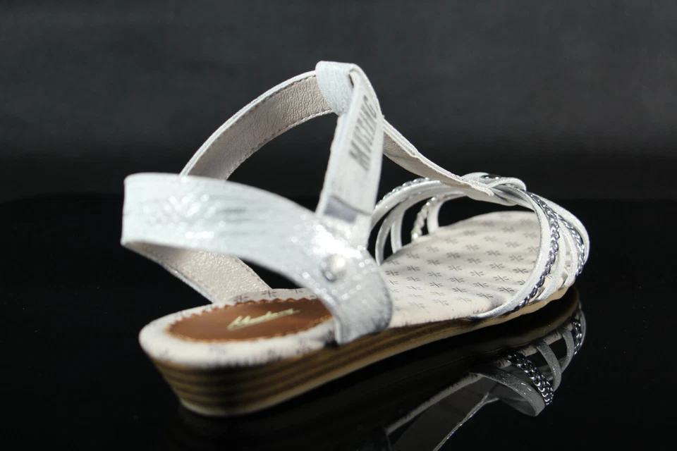 Mustang Ragazza Sandali Sandalo Col Tacco Alto Sandaletti Argento Nuovo - Immagine 4 di 4