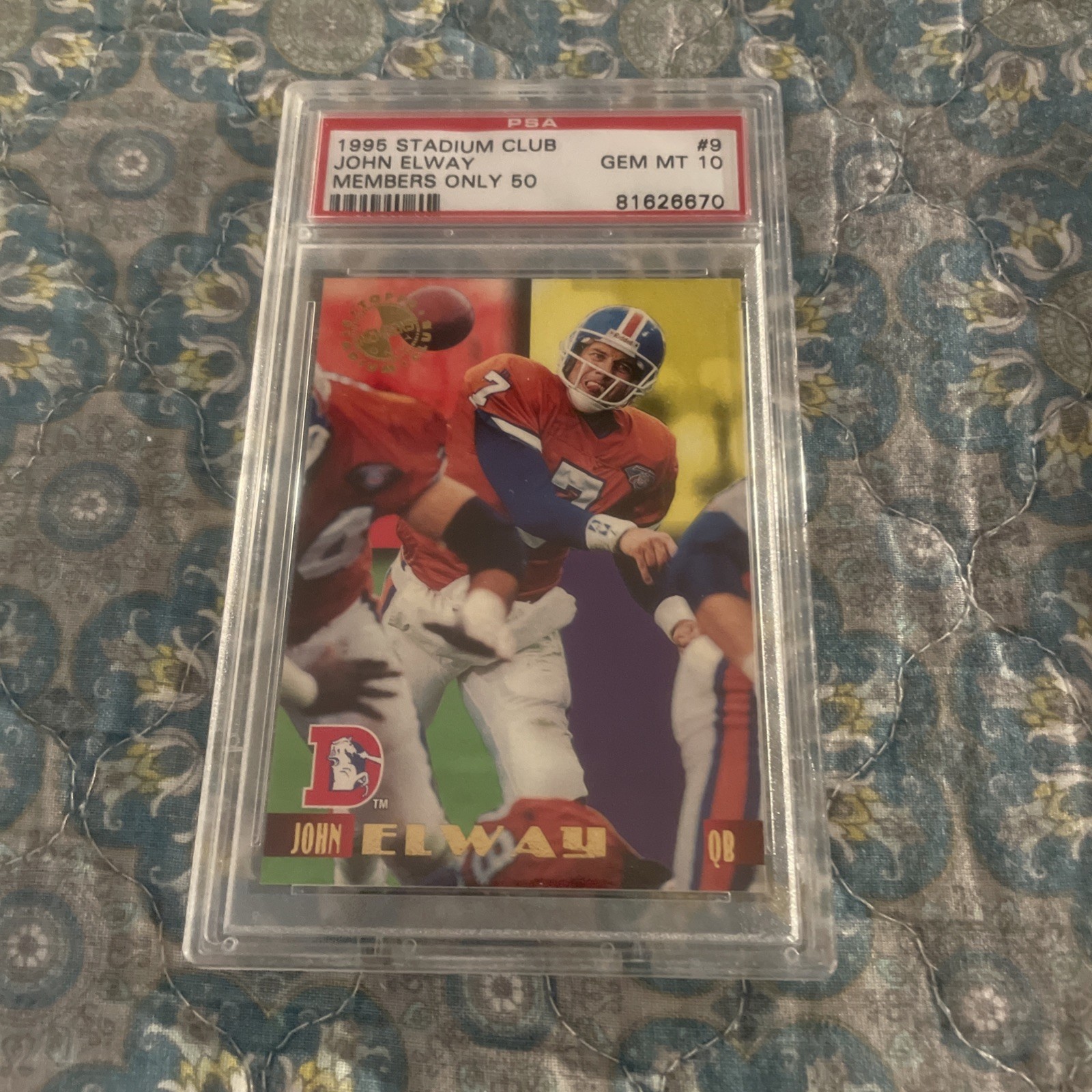 1995 POP 24👈JOHN ELWAY #9🏈STADIUM CLUB MEMBERS ONLY 50 PSA 10 DENVER BRONCOS