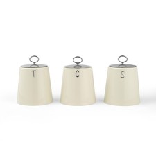 Salter Retro Cream 3Pc Countertop Set ? T, C & S, Embossed Lettering
