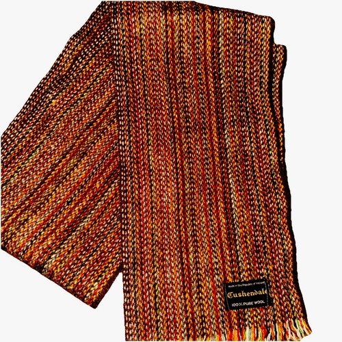 Cushendale Scarf Woven Multi Colored Wool Ireland 8.5" x 66" Fringe Vintage - 第 1/3 張圖片