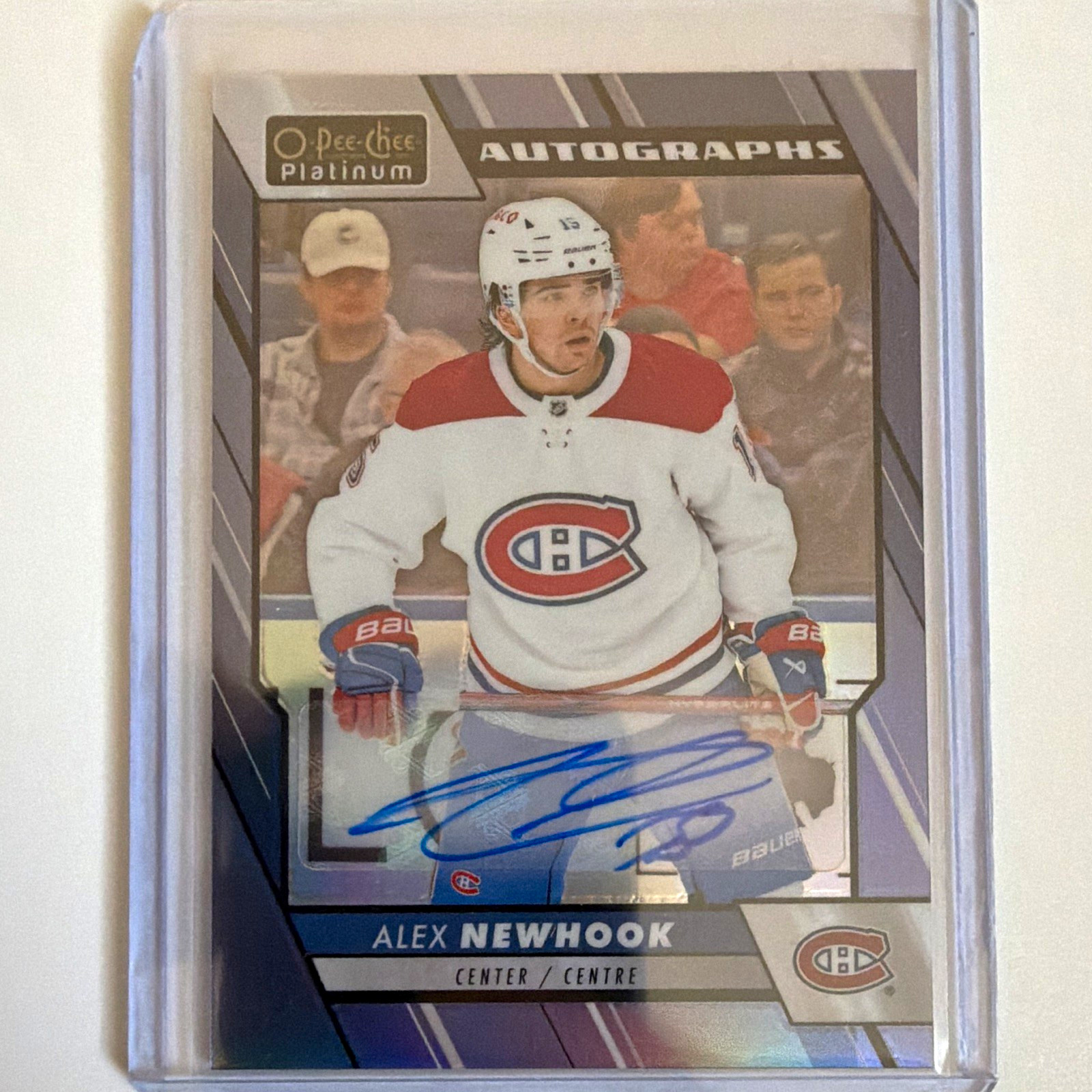 Upper Deck 2023-24 O-Pee-Chee Platinum Alex Newhook Blue Rainbow Auto #BA-AN