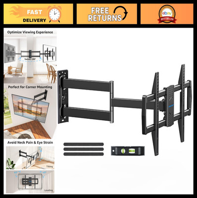 Corner TV Wall Mount for 42-75'' TVs, Full Motion Swivel Arm, 32'' Extension, VESA