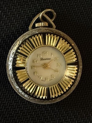 Vintage Lucerne Swiss Made Pendant Pocket Watch Hand Wind Working Floral
