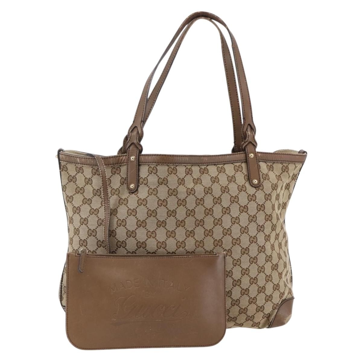 GUCCI GG Canvas Tote Bag Beige Auth 146146 | eBay