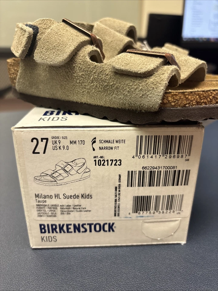Sandalias Birkenstock Milano HL gamuza topo niños talla 27 Foto 3 de 4