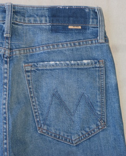 Pantalones de mezclilla cortos Mother Tomcat tiro alto relajados BF para mujer talla 28 azul desgastado L25 - Imagen 3 de 13