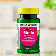 Spring Valley Extra Strength Biotin Plus Keratin Dietary Supplement Tablets