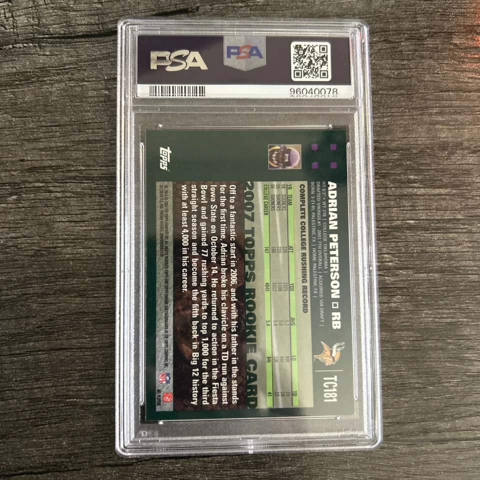 2007 Adrian Peterson Topps Chrome #TC181 (RC) PSA 10 - Image 2 of 2