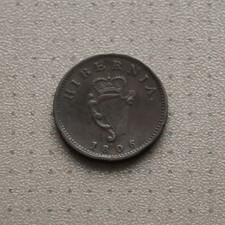 IRELAND 1806 Farthing Very NICE AUC 19th Century Irish Copper Coin 1/4 d