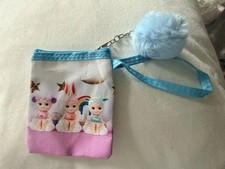 Cute Animation Zipper Coin Pouch w/Pom Pom Wristlet Keychain Party Pack Of 5