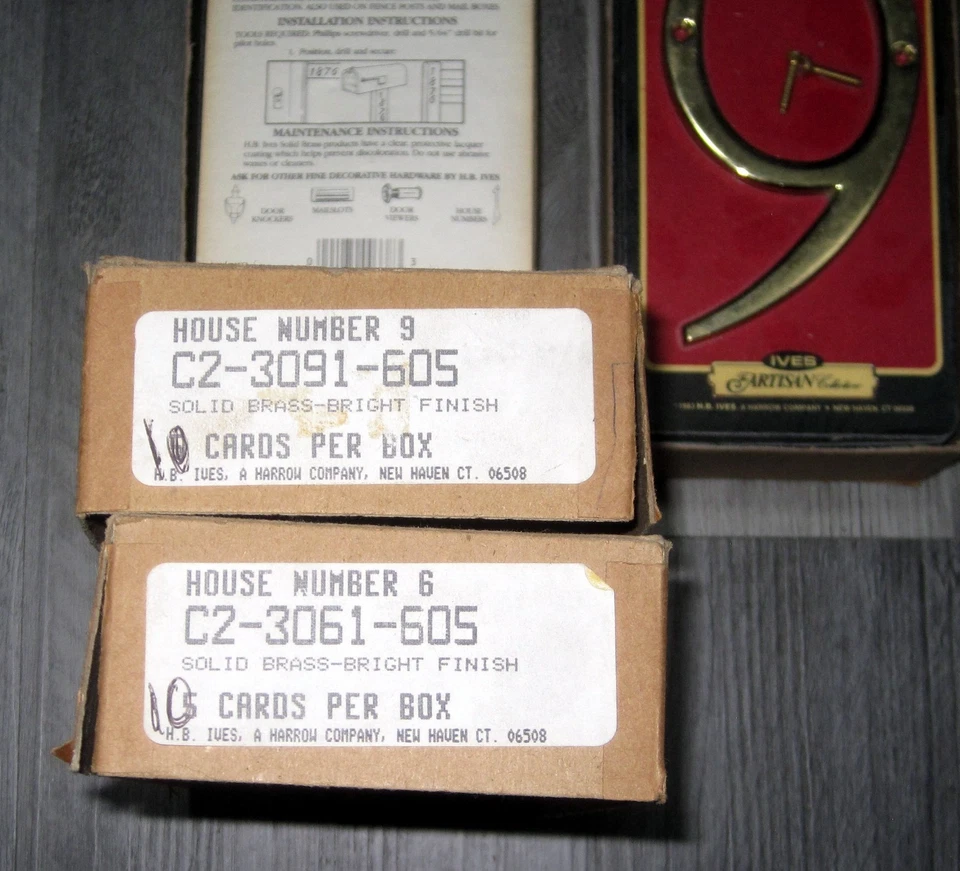 (20) Solid Brass House Mailbox Number 6 / 9 Ives Artisan Collection Vtg 1983 NOS - Image 4 of 4