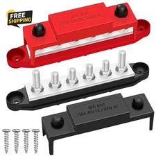 250A 12V Bus Bar Marine & Automotive, 6-Port Power Distribution Block