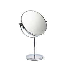 15" Tall Classic Round Desktop Makeup Mirror with Magnification, 8" Large Dou...