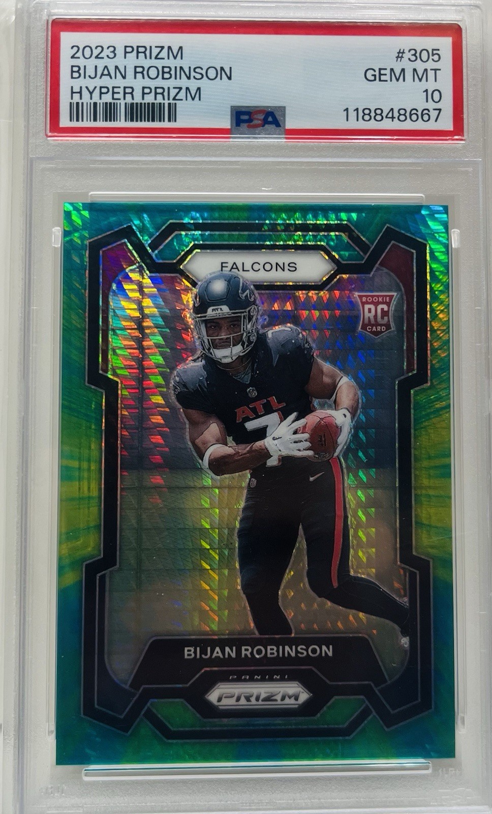 2023 Panini Hyper Prizm Bijan Robinson /175 Rookie Card #305 PSA 10