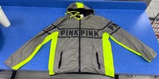 Pink Victoria Secret Hoodie Jacket Women's Windbreaker Neon/Black Sz. M-L M G