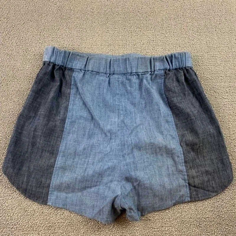 Шорты женские Alice + Olivia 8 синие льняная смесь цветной блок двухцветные с высоким подъемом - Изображение 2 из 4