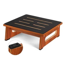 One Step Stool for Adults Seniors with Non-Slip Rubber 5.5 Inches Brown