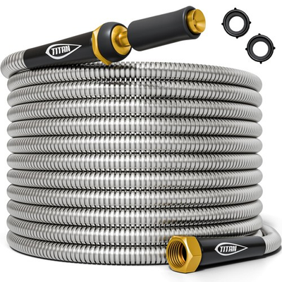 #ad TITAN Garden Hose 100FT 304 Stainless Steel Metal Water Hose Flexible Kink... $168.77