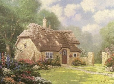 Thomas Kinkade Spring at Stonegate 600 Kunstdruck Poster Leinwand Wanddeko Museum