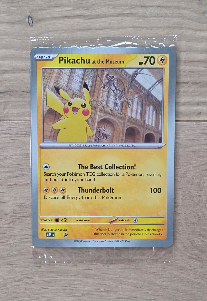 Pokémon TCG Pikachu At The Museum Promo Card Brand New Sealed