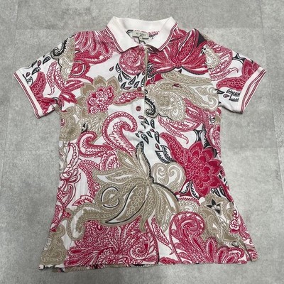 Etro Pegasus Embroidery Short Sleeve Polo Shirt Paisley Pattern 44 Women Rare Lu