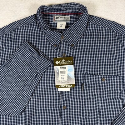 Columbia Vertex Shirt Mens XXL Blue Check Flannel Button Down Outdoor NWT New