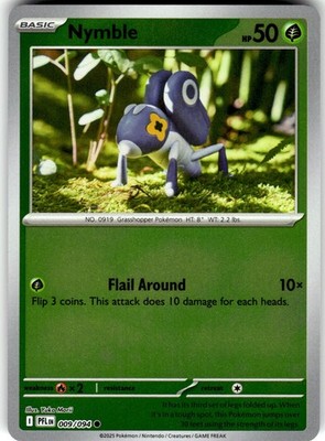 Nymble 009/094 Common Phantasmal Flames Pokemon Reverse Holo Near Mint