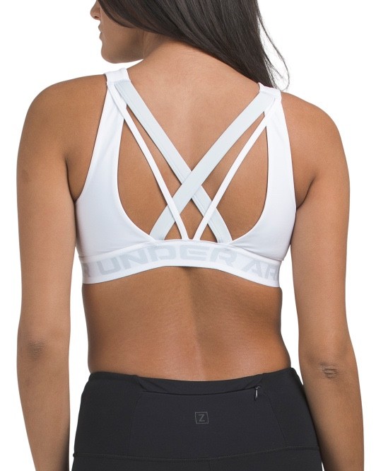 NWT Women's Under Armour White Crossback Strappy Mid Impact Everyday Sports Bra thumbnail 2