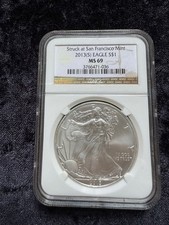 2013 (S) American Silver Eagle Silver Dollar 1oz . San Francisco Mint MS69