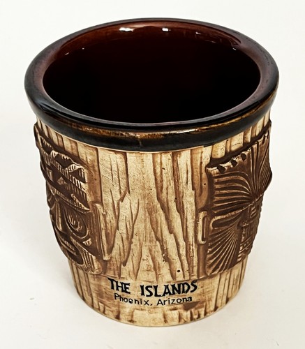 VTG 3 FACES BROWN TIKI MASK PLANTER BUCKET MUG CUP ISLANDS PHOENIX AZ OMC JAPAN - Picture 2 of 14