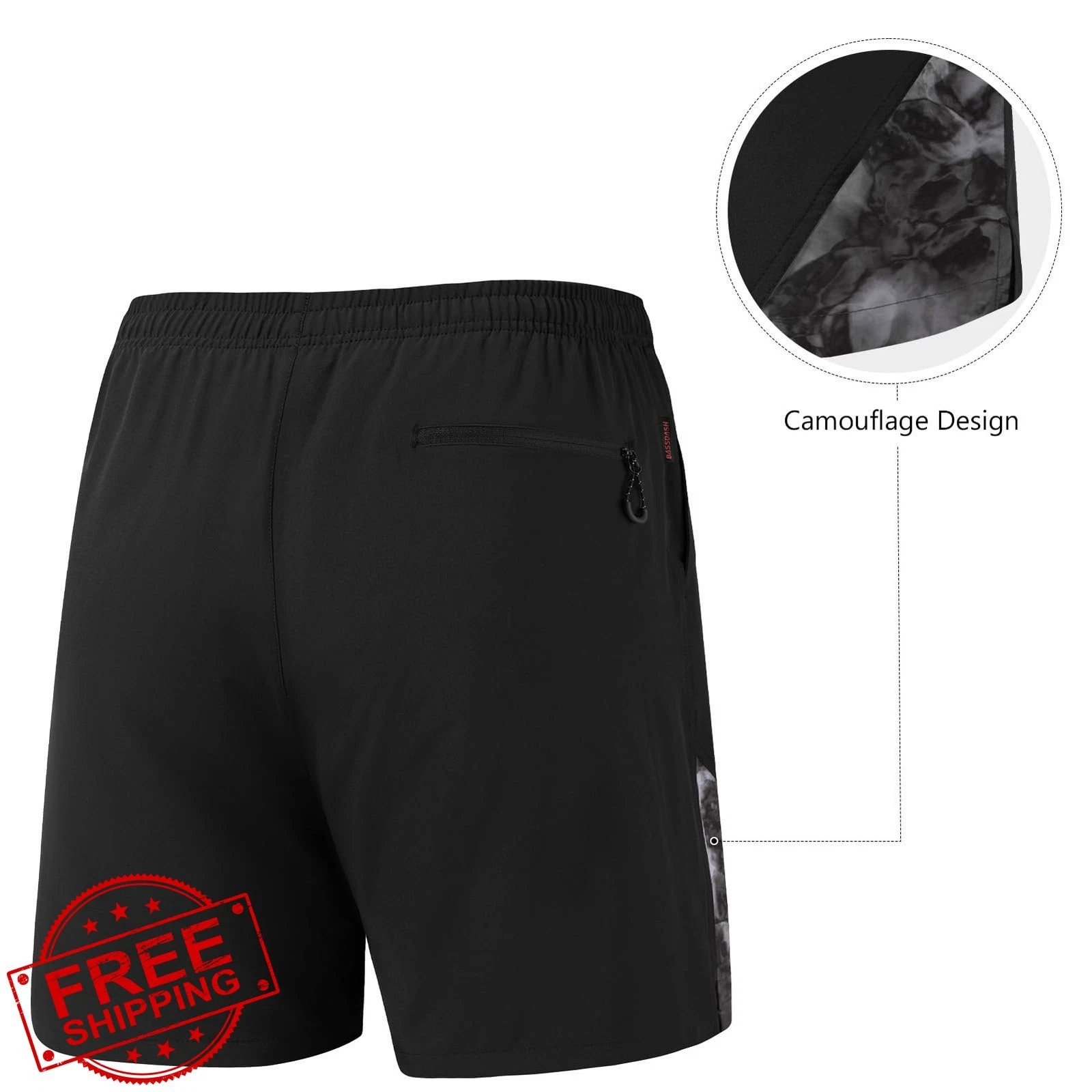 BASSDASH Men's 7" Fishing Shorts UPF 50+ Water Resistant Quick Dry