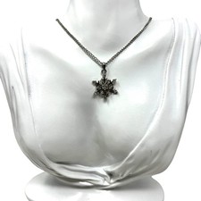 Snowflake Pendant Necklace Silver Tone Crystal Accent 18 inch Chain