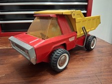 Buddy L Dump Truck Pressed Steel Red  Yellow  Vintage 1960  S Played With Cond