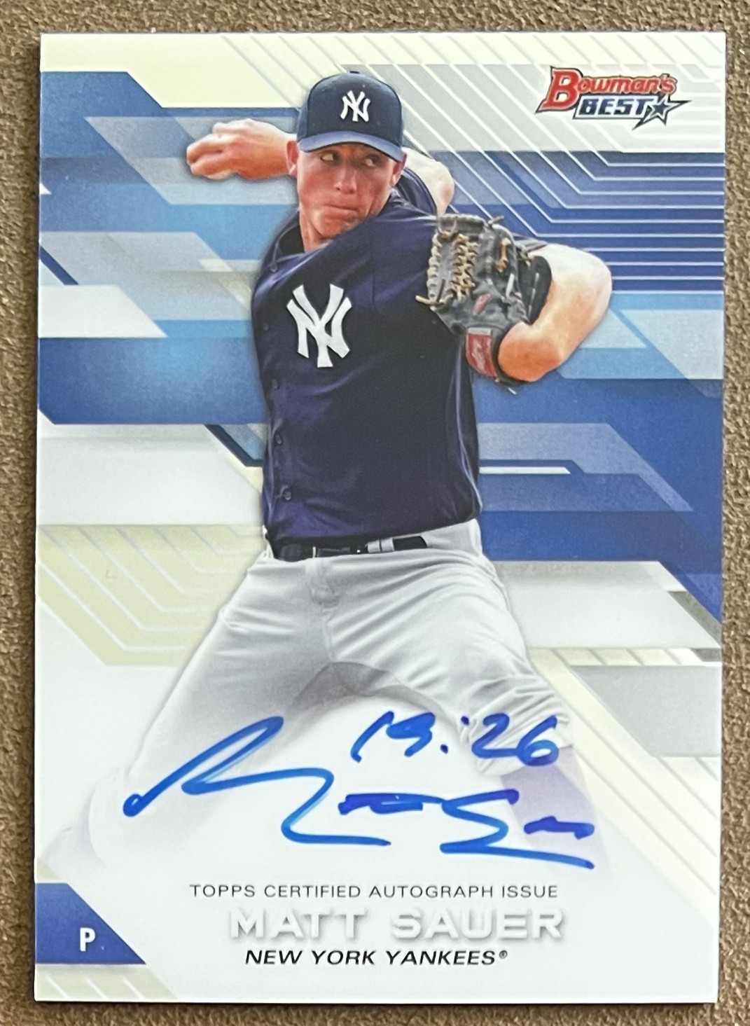 2017 Bowman's Best Matt Sauer - Best of 2017 Autograph #B17-MS Rookie RC