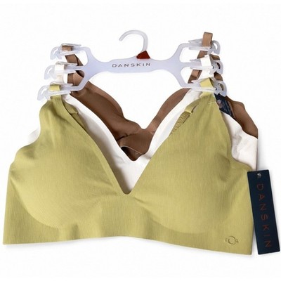 Danskin Invisible Support Bra 3pk Set L Olive Green Cream Brown Removable Cups